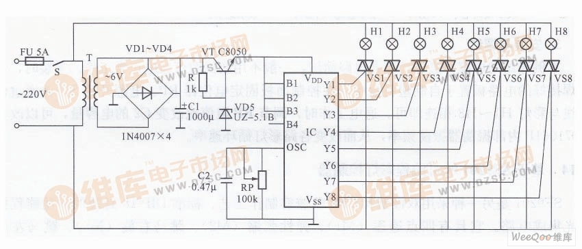 基于CD71061P的可编程彩灯控制器电路图