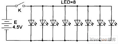 普通AAA电池供电的LED应急灯电路图