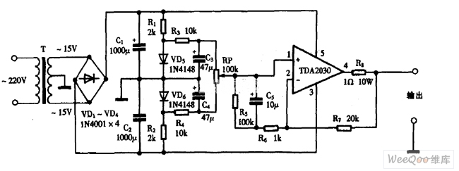 巧用TDA作正负稳压单电源电路图