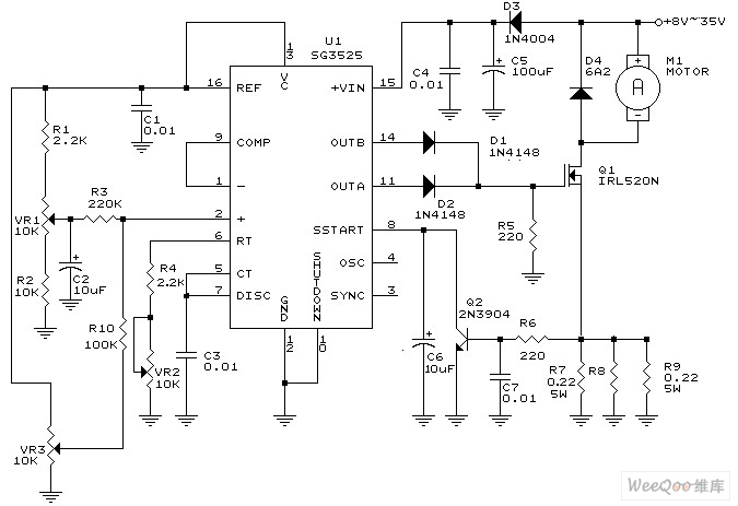 采用SG3525的直流电机驱动电路图