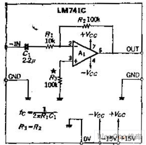 由电路比率决定增益的直流反相放大器电路图