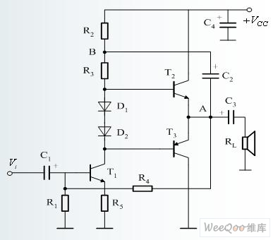 基本互补对称OTL功率放大器电路图