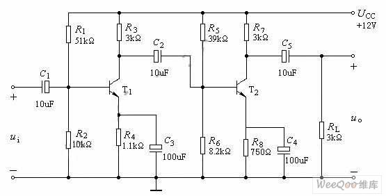 阻容(RC)耦合电压放大器电路图