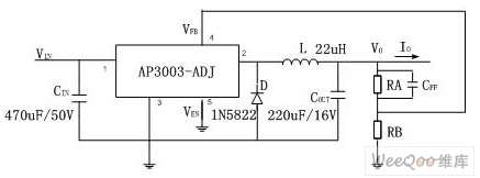 AP3003构建的基本降压电路图