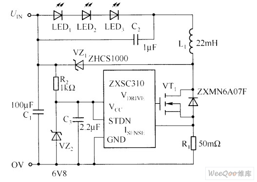 ZXSC310的典型应用电路图