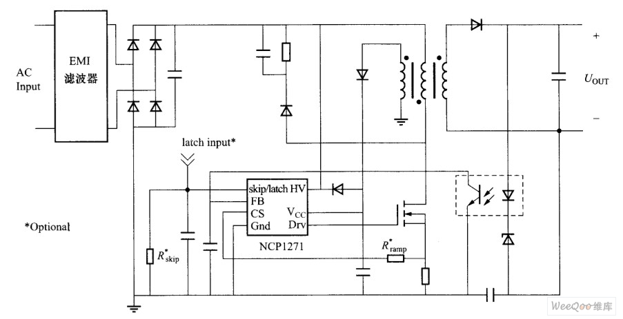NCP1271典型应用电路与内部等效电路图