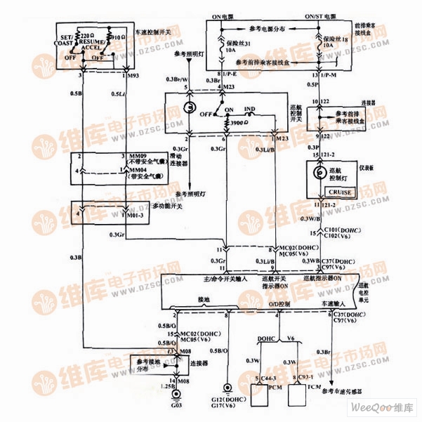 索纳塔，巡航控制系统电路图