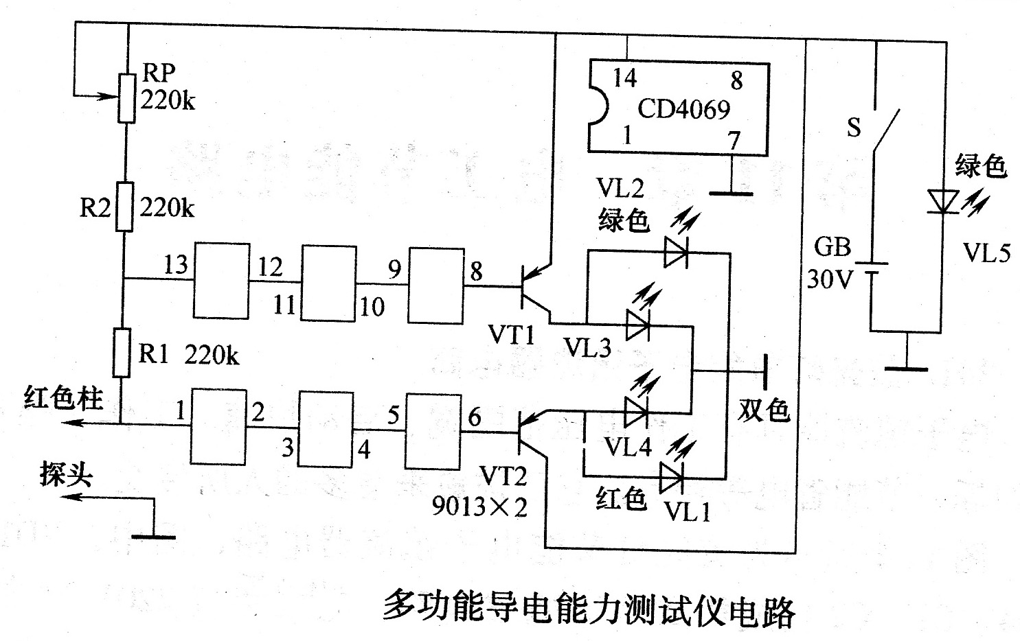 多功能导电能力测试仪电路