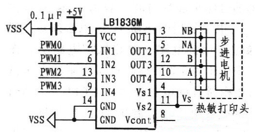 LB1836M构成的步进电机驱动电路
