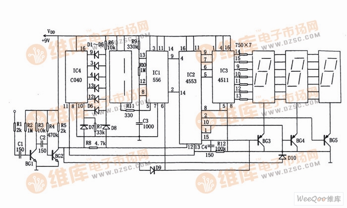 收音机数字式频率显示器电路图