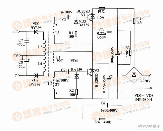 简易电源变换器电路图