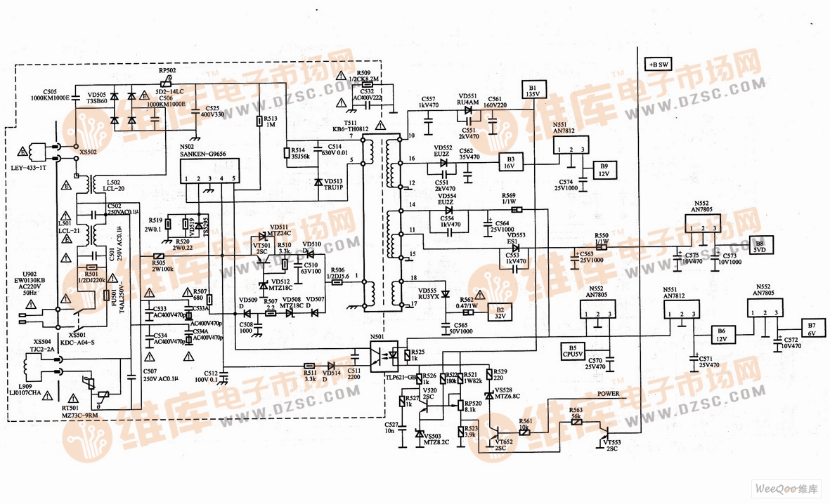 华夏TF系列彩色电视机开关电源电路图