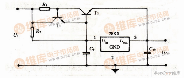 CW78××系列输出电流扩展稳压电路图