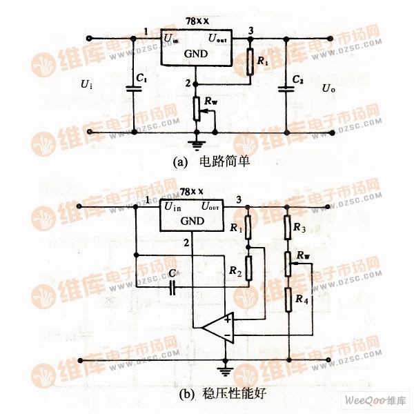 CW78××系列输出电压扩展稳压电路图