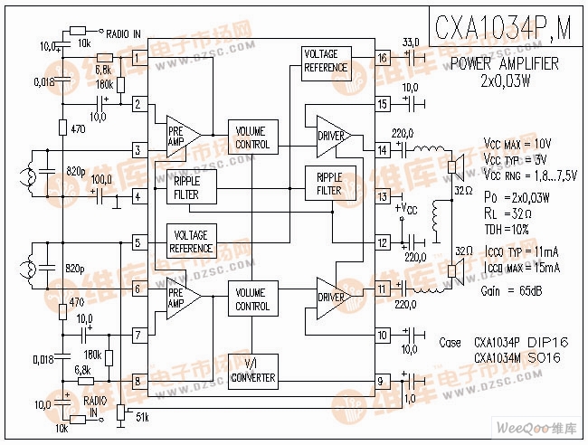 CXA1034P-M功放电路