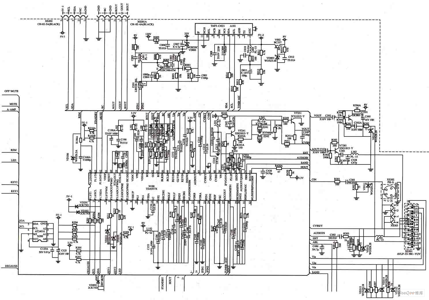 长虹CH-16机芯（PF21156）电视机超级芯片电路图