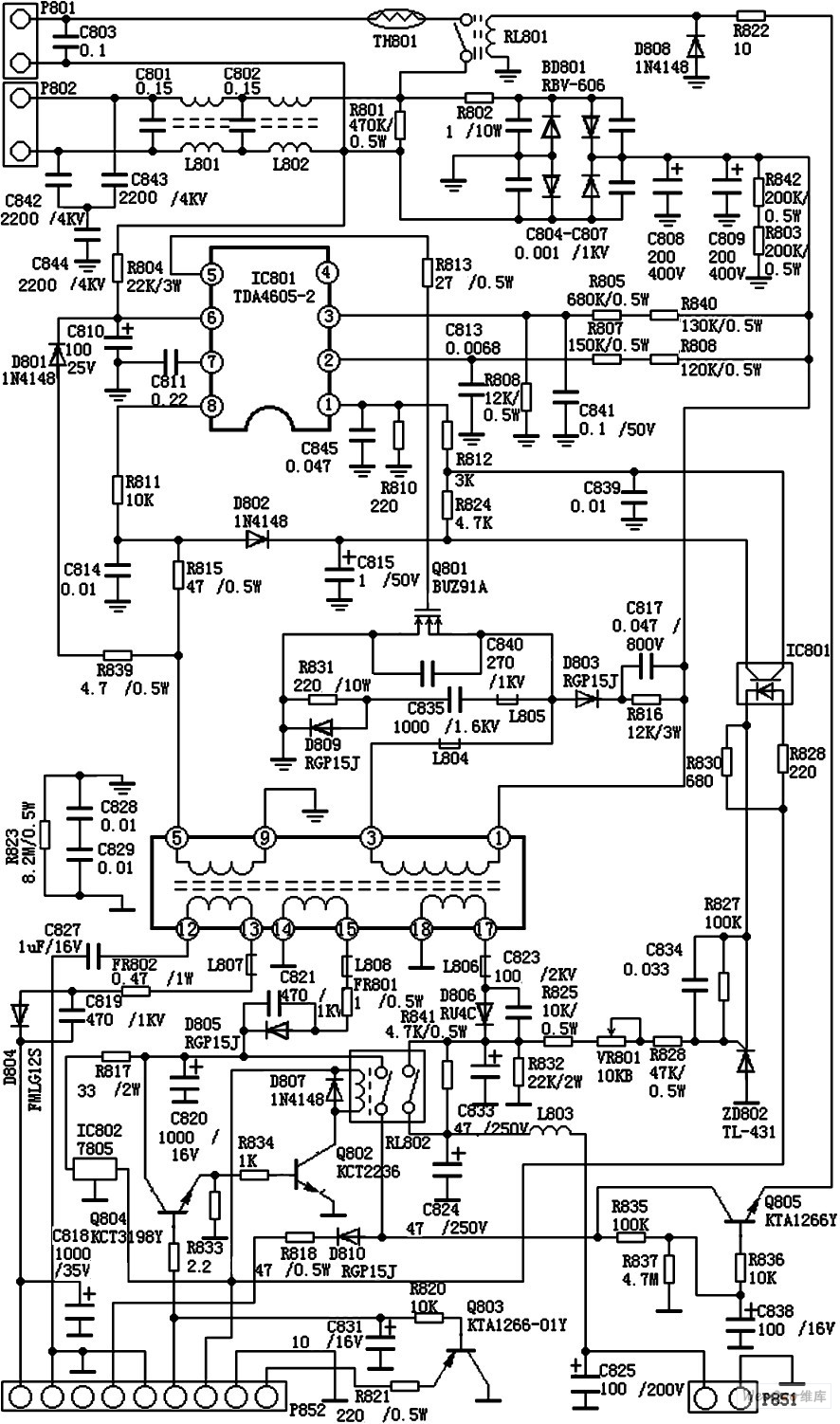 金星C7458彩电电源电路图