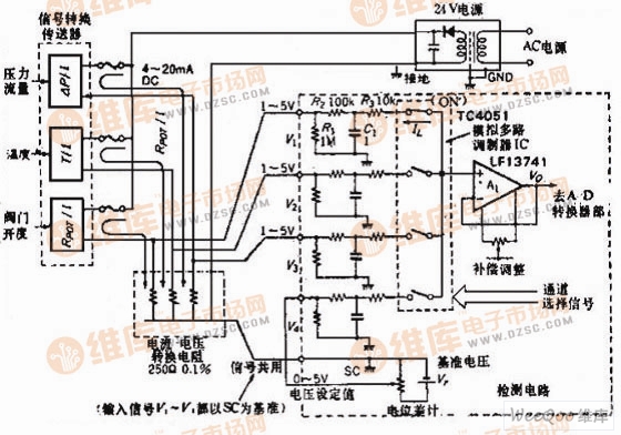 采用模拟开关芯片的单端输入模拟多路调制器图