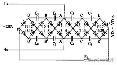 晶体二极管-电容五桥升串桥升压电路图