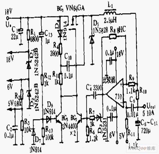 5V、10V、10A的VMOS开关电源电路