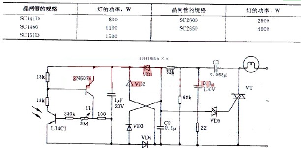 采用双向晶闸管的夜间自动照明电路图