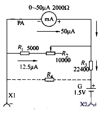 用微安表头制作的电阻表原理电路图