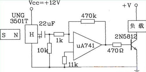 由UGN-3501T传感器组成的计数器电路图