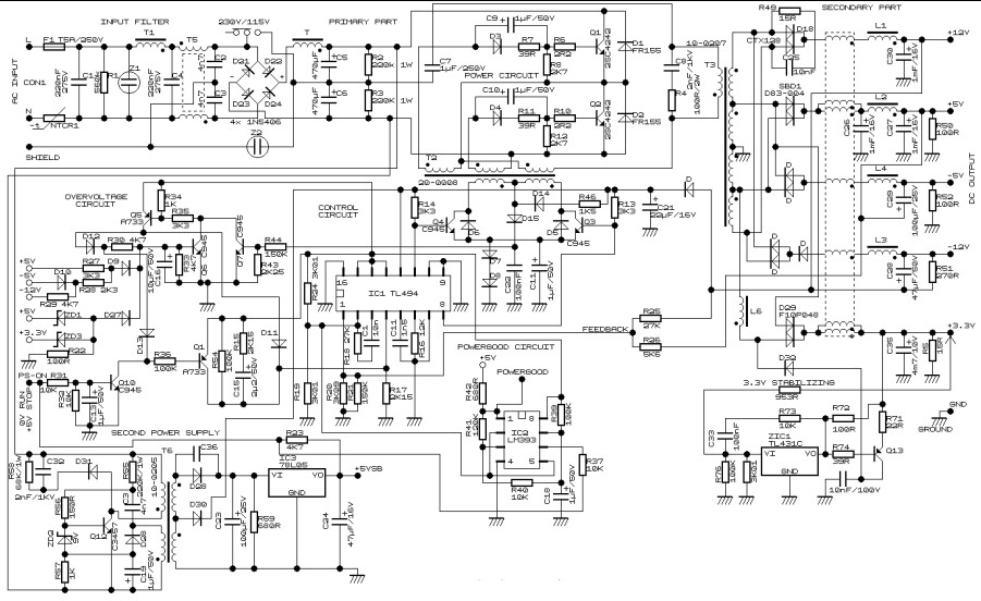 一款典型的ATX电源设计电路图