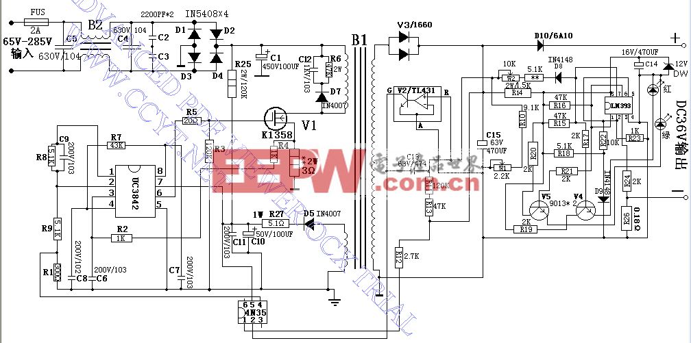 36V电动车充电器原理图