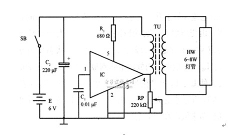 6--8W直流日光灯电路图
