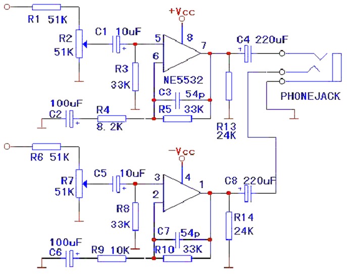 NE5532用作小功率功放的电路图