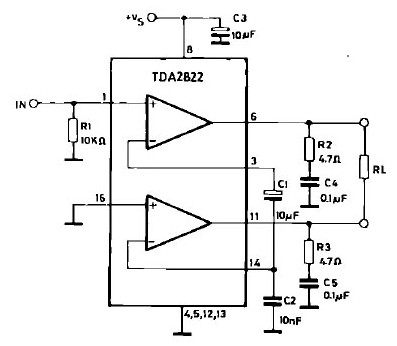 TDA2822单声道功放电路图