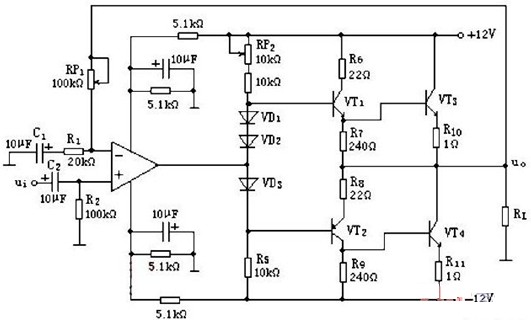 由NE5532构成的音频功率放大电路