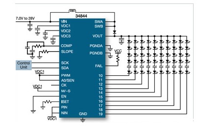 基于MC34844系列是高效的LED驱动器电路图