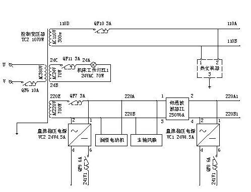 XK714A数控铣床电源控制线电路图