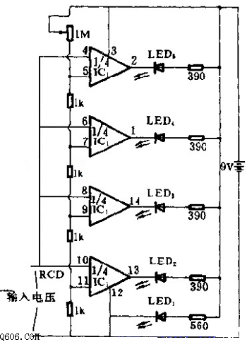 发光二极管电压测量的电路图