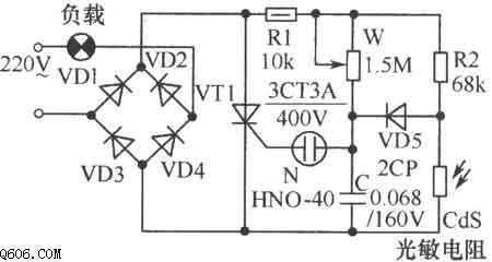 一款灯光自动调节器电路图