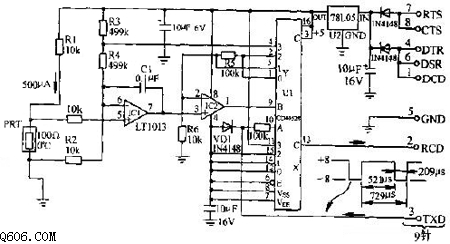 一款电阻温度传感器型rs-232接口电路图