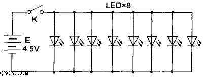 普通三A电池供电LED应急灯电路图