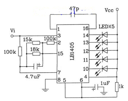 五位LED电平指示驱动集成电路