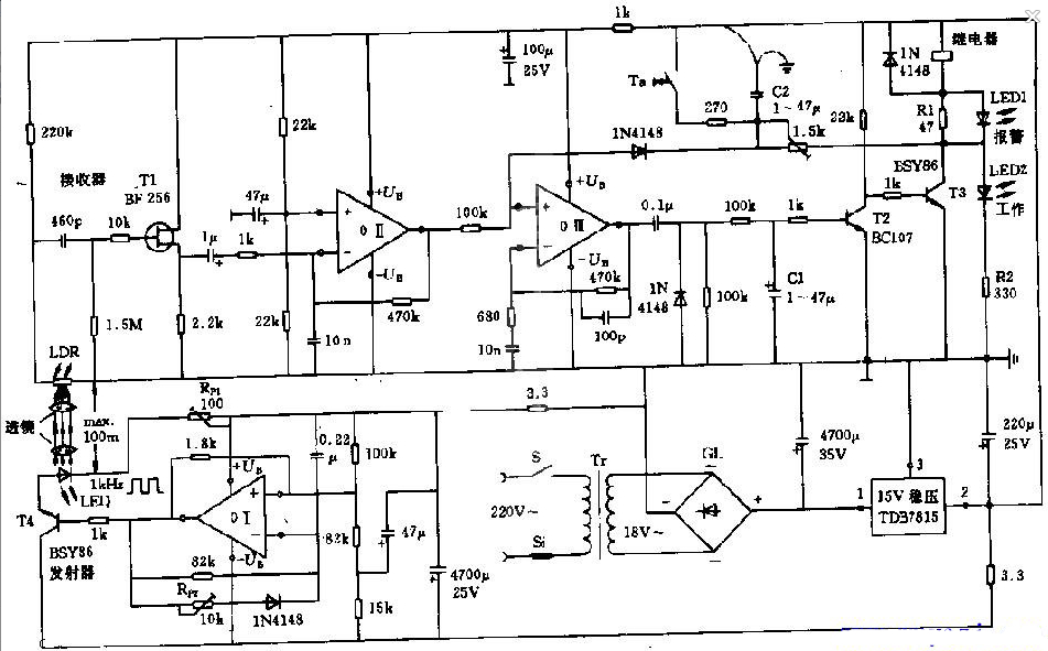 远距离的报警光栅原理电路图