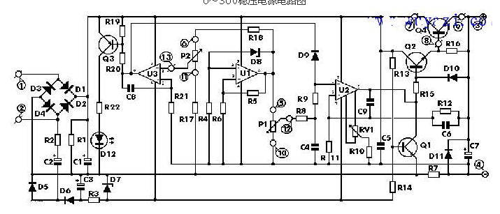 0~30V稳压电源电路图