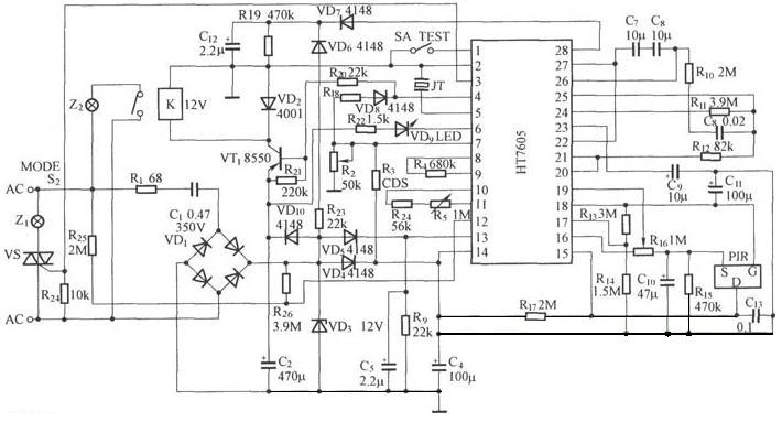 HT7605控制可控硅应用电路
