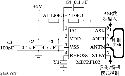 MICRF102的无线发射电路图