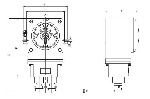 防爆转换开关外形及安装尺寸