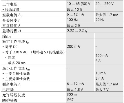 电容式接近开关参数