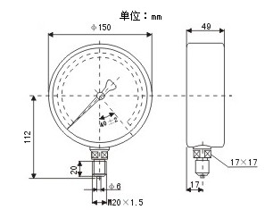 电阻式远传压力表安装尺寸