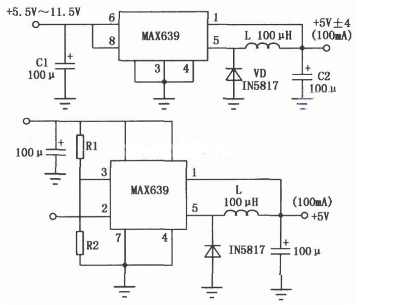 基于MAX639系列的多功能开关集成稳压器电路图