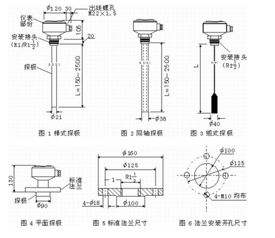 数字化电容式物位开关的外形尺寸