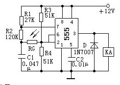 图1 555 集成电路的光电控制器电路图